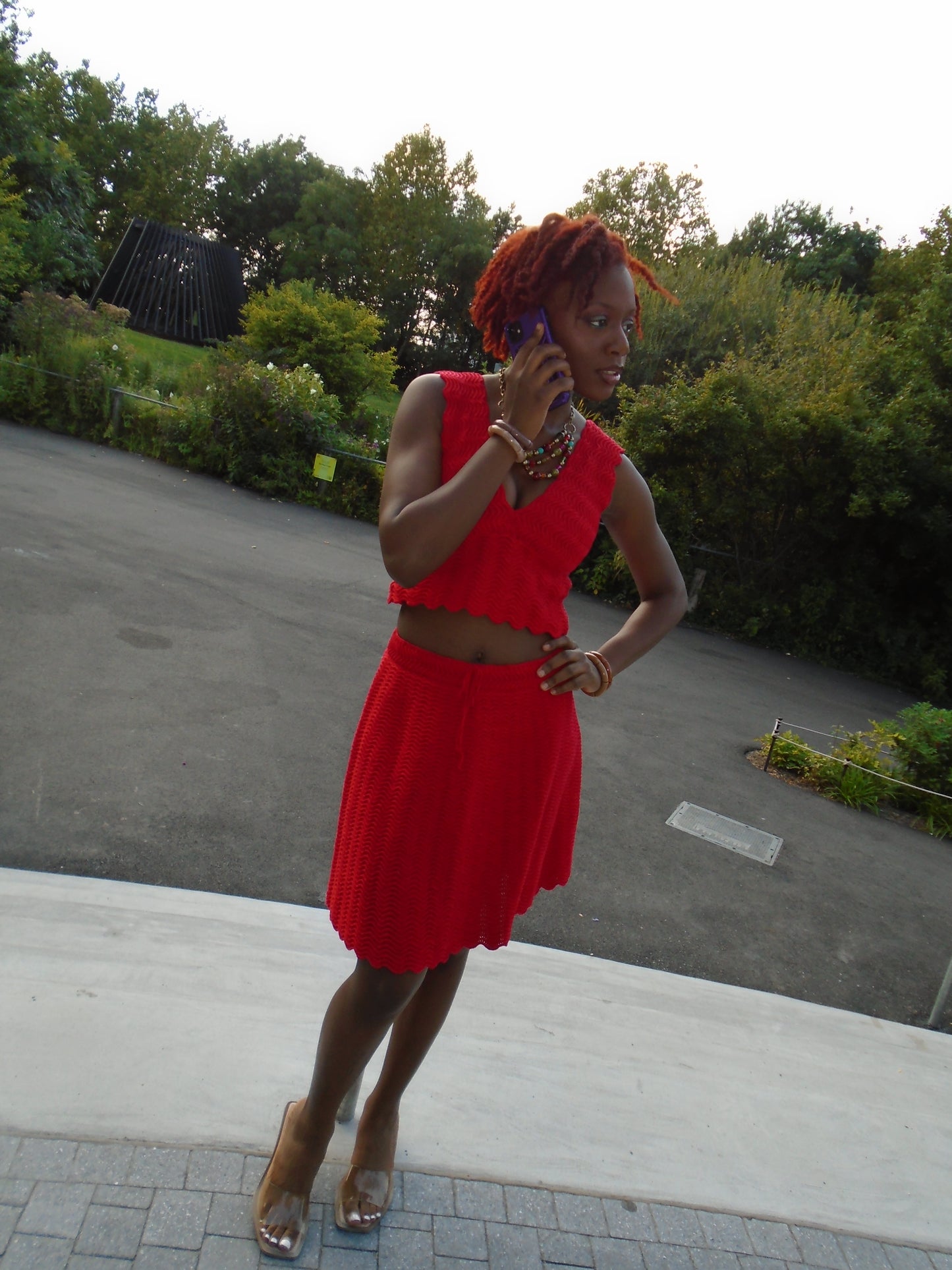 Knitted Skirt set knee length.
