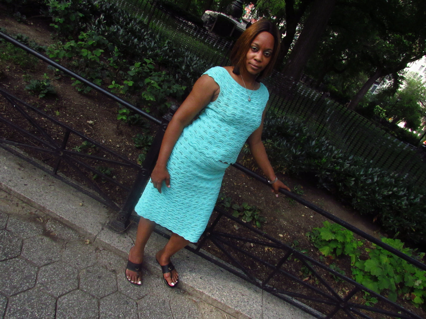 Knitted skirt set.