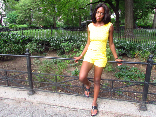 Knitted shorts set.