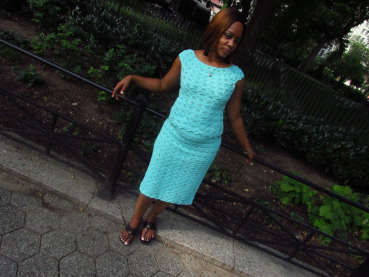 Knitted skirt set.